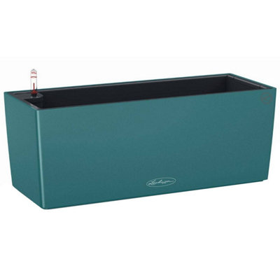 LECHUZA BALCONERA Color 50cm Window Box, Petrol Blue Self-watering Planter with Substrate and Water Level Indicator H19 L50 W19 cm