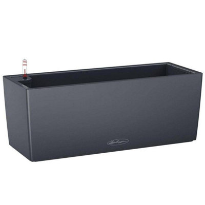 LECHUZA BALCONERA Color 50cm Window Box, Slate Grey Plastic Self-watering Planter with Water Level Indicator H19 L50 W19 cm