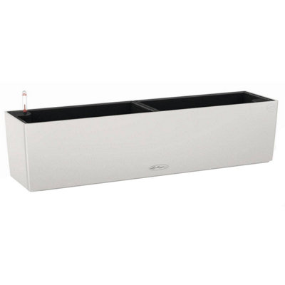 LECHUZA BALCONERA Color 80cm Window Box, Light Grey Plastic Self-watering Planter with Water Level Indicator H19 L80 W19 cm