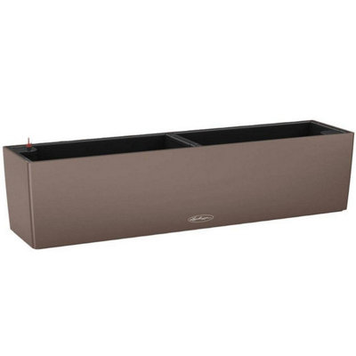 LECHUZA BALCONERA Color 80cm Window Box, Nutmeg Brown Plastic Self-watering Planter with Water Level Indicator H19 L80 W19 cm