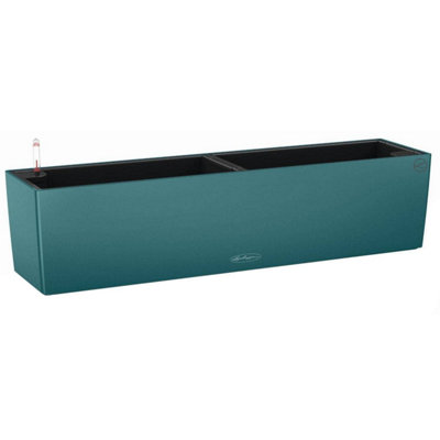 LECHUZA BALCONERA Color 80cm Window Box, Petrol Blue Plastic Self-watering Planter with Water Level Indicator H19 L80 W19 cm