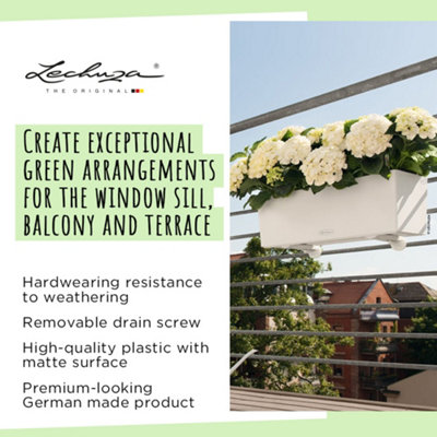 LECHUZA BALCONERA Color 80cm Window Box, Slate Grey Plastic Self-watering Planter with Water Level Indicator H19 L80 W19 cm