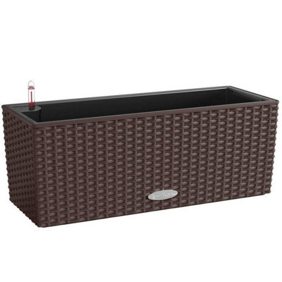 LECHUZA BALCONERA Cottage 50cm Window Box, Mocha Brown Plastic Self-watering Planter with Water Level Indicator H19 L50 W19 cm
