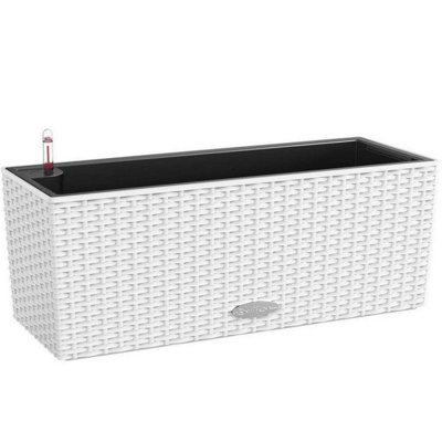 LECHUZA BALCONERA Cottage 50cm Window Box, White Self-watering Planter with Substrate and Water Level Indicator H19 L50 W19 cm