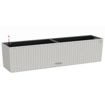 LECHUZA BALCONERA Cottage 80cm Window Box, Light Grey Plastic Self-watering Planter with Water Level Indicator H19 L80 W19 cm
