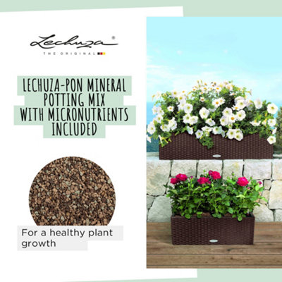 LECHUZA BALCONERA Cottage 80cm Window Box, Light Grey Plastic Self-watering Planter with Water Level Indicator H19 L80 W19 cm
