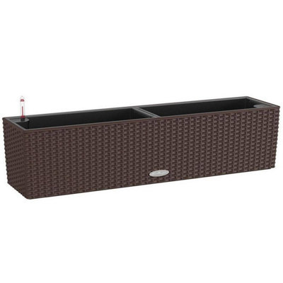 LECHUZA BALCONERA Cottage 80cm Window Box, Mocha Brown Plastic Self-watering Planter with Water Level Indicator H19 L80 W19 cm