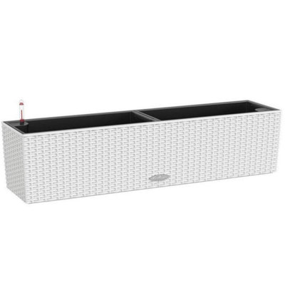 LECHUZA BALCONERA Cottage 80cm Window Box, White Plastic Self-watering Planter with Water Level Indicator H19 L80 W19 cm