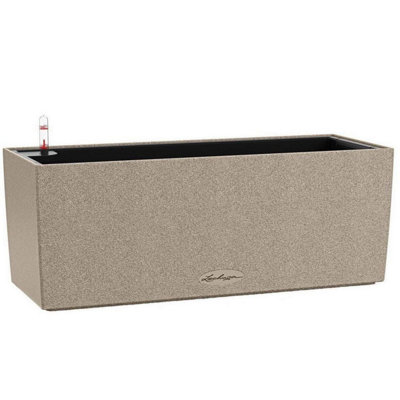 LECHUZA BALCONERA Stone 50cm Window Box, Beige Self-watering Planter with Substrate and Water Level Indicator H19 L50 W19 cm
