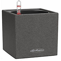 LECHUZA CANTO Stone 14 Graphite Black Table Self-watering Planter with Water Level Indicator H14 L14 W14 cm, 1.4L