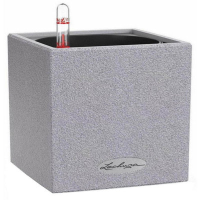 LECHUZA CANTO Stone 14 Stone Grey Plastic Self-watering Planter with Water Level Indicator H14 L14 W14 cm