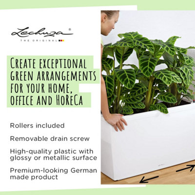 LECHUZA CARARO 75 Charcoal Self-watering Planter with Substrate and Water Level Indicator H43 L75 W30 cm, 97L