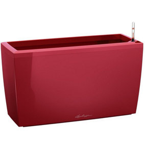 LECHUZA CARARO 75 Scarlet Red High-Gloss Self-watering Planter with Substrate and Water Level Indicator H43 L75 W30 cm, 97L