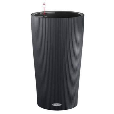 LECHUZA CILINDRO Color 56cm Tall Planter, Slate Grey Plastic Self-watering Planter with Water Level Indicator D32 H56 cm