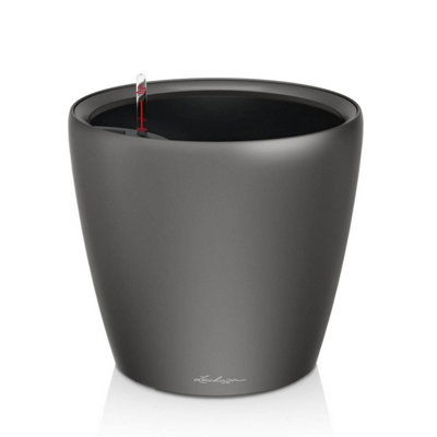 LECHUZA CLASSICO 50 LS Charcoal Metallic Plastic Self-watering Planter with Substrate and Water Level Indicator D50 H47 cm