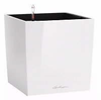 LECHUZA CUBE 50 White High-Gloss Self-watering Planter with Substrate and Water Level Indicator D50 H50 L50 W50 cm, 98L