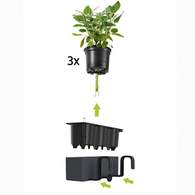LECHUZA CUBE Color Triple Slate Hanging Table Self-watering Planter with Water Level Indicator H14 L40 W14 cm, 5L