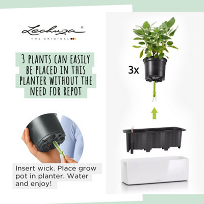 LECHUZA CUBE Glossy Triple White High-Gloss Hanging Self-watering
