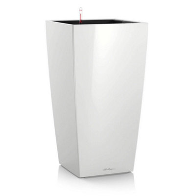 Lechuza CUBICO Cabin 40 ホワイト　箱難あり新品未使用 LECHUZA CUBICO 40 White High-Gloss Plastic Self-watering Planter
