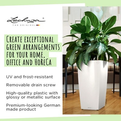 LECHUZA CUBICO 56cm Tall Planter, Scarlet Red High-Gloss Plastic Self-watering Planter with Water Level Indicator H56 L30 W30 cm