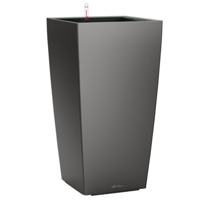 LECHUZA CUBICO 95cm Tall Planter, Charcoal Grey Plastic Self-watering Planter with Water Level Indicator H95 L50 W50 cm