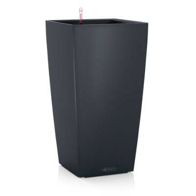 LECHUZA CUBICO Color 75cm Tall Planter, Sand Brown Plastic Self-watering Planter with Water Level Indicator H75 L40 W40 cm
