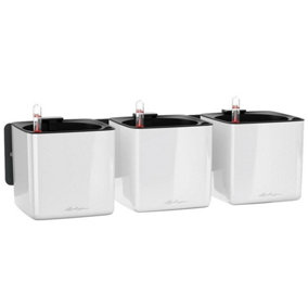 LECHUZA Green Wall Home Kit Glossy White Hanging Self-watering Planter with Water Level Indicator H14 L48 W15 cm, 1.4x3L