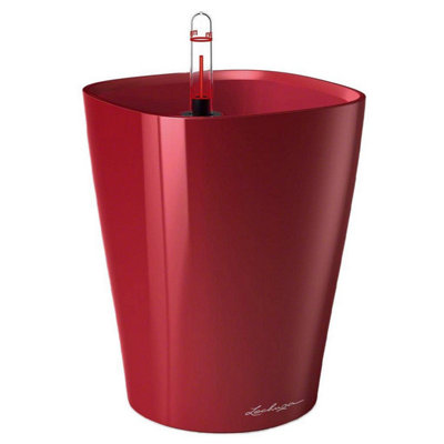 LECHUZA MINI DELTINI Small Scarlet Red High-Gloss Plastic Self-watering Planter with Water Level Indicator D10 H13 cm