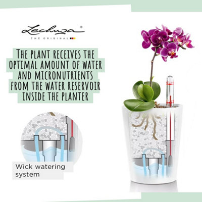 LECHUZA MINI DELTINI Small Scarlet Red High-Gloss Plastic Self-watering Planter with Water Level Indicator D10 H13 cm