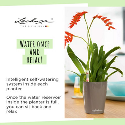 LECHUZA MINI DELTINI Small Scarlet Red High-Gloss Plastic Self-watering Planter with Water Level Indicator D10 H13 cm