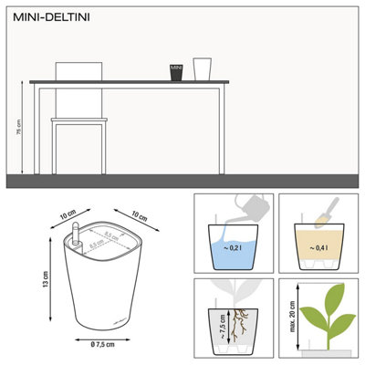 LECHUZA MINI DELTINI Small Scarlet Red High-Gloss Plastic Self-watering Planter with Water Level Indicator D10 H13 cm