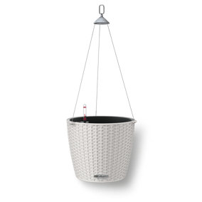 LECHUZA NIDO Cottage 28 Light Grey Self-watering Hanging Planter with Substrate and Water Level Indicator D27 H23 cm, 6L