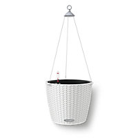 LECHUZA NIDO Cottage 28 White Self-watering Hanging Planter with Substrate and Water Level Indicator D27 H23 cm, 13L