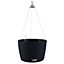 LECHUZA NIDO Cottage 35 Graphite Black Self-watering Hanging Planter with Substrate and Water Level Indicator D35 H23 cm, 11L