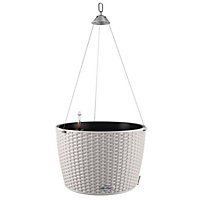 LECHUZA NIDO Cottage 35 Light Grey Self-watering Hanging Planter with Substrate and Water Level Indicator D35 H23 cm, 11L