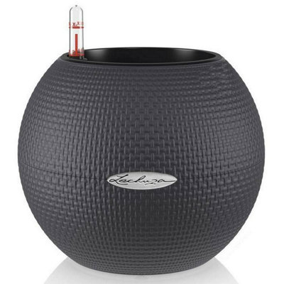 LECHUZA PURO Color (Dia) 20cm Small Plant Pot, Slate Grey Plastic Self-watering Planter with Water Level Indicator