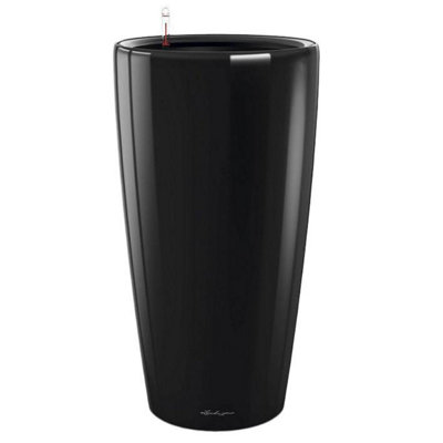 LECHUZA RONDO 75cm Tall Planter, Black Plastic Self-watering Large Plant Pot with Water Level Indicator D40 H75 cm