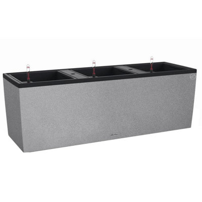 LECHUZA TRIO Stone 30 Stone Grey Self-watering Planter with Substrate and Water Level Indicator H34 L100 W32 cm