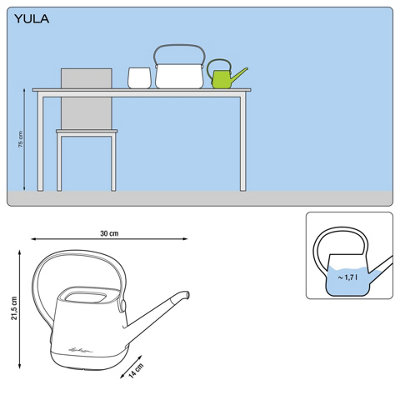 LECHUZA YULA Watering Can 1.7L White/Shiny Taupe Semi-Gloss H21.5 L30 W14 cm