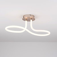 LED 1 Light Semi-Flush Ceiling Light, Polycarbonate Shade, Matt Nickel, Non-Dimmable