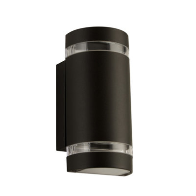 LED 2 Bulbs Outdoor House Garden Outside Wall Light Black and Clear ...