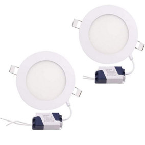LED 3Watt Energy Saving Slim Recessed Ceiling Cool White Down Lights - Pack of 2