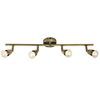 LED Adjustable Ceiling Spotlight Antique Brass Quad GU10 Kitchen Bar Downlight