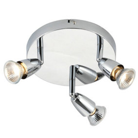 LED Adjustable Ceiling Spotlight Chrome Plate Triple GU10 Dimmable Downlight