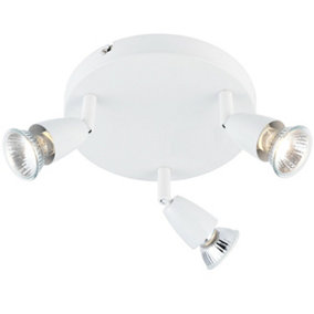 LED Adjustable Ceiling Spotlight Gloss White Triple GU10 Dimmable Downlight