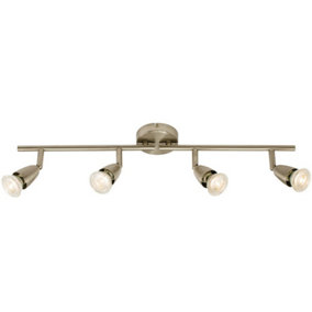 LED Adjustable Ceiling Spotlight Satin Nickel Quad GU10 Kitchen Bar Downlight