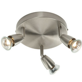 LED Adjustable Ceiling Spotlight Satin Nickel Triple GU10 Dimmable Downlight