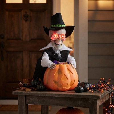 LED Animated Skeleton Groom Pumpkin Bowl