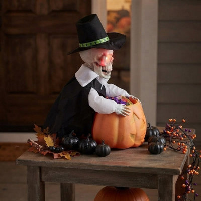 LED Animated Skeleton Groom Pumpkin Bowl