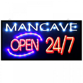 Led Bar Sign Mancave Open 247 Pub Club Window Shop Display Light Lamp 48cmx24cm